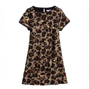 Sugar & Jade Girls Leopard Sequin Shift Dress Size XXL